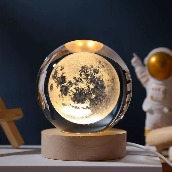 6cm Night Light Milky Way Galaxy Solar System Crystal Ball Children Night Lamp Bedroom Ambient LED Light Creative Gift Decor